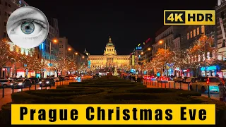 Prague - Christmas Eve 2021🎄Wenceslas Square⛄️Beautiful illuminations, Czech Republic 🇨🇿 4k HDR