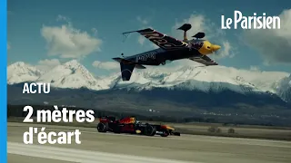 La cascade incroyable d’un avion surplombant une F1 Red Bull