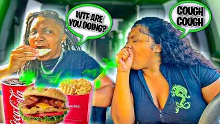 COUGHING ON MY FIANCE FAST FOOD TO GET HER REACTION (BAD IDEA!)