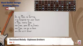 🎸 Unchained Melody - Righteous Brothers Guitar Backing Track with scale, chords and lyrics