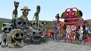 ALL ZOONOMALY MONSTERS VS ALL FNAF 1-10 ANIMATRONICS In Garry's Mod!