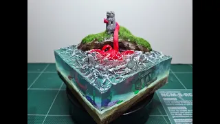 I made a mini Kraken diorama with resin
