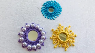 Mirror Work -  3 Different and Easy Ways Of Mirror Work - Shisha Embroidery - Mirror Embroidery