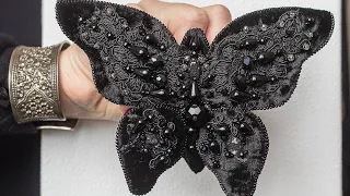 Мастер класс как сделать брошь бабочку  brooch butterfly and embroidery