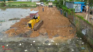 New Update Next To Making Road Nearby The​​ Fence Useing By KOMATS'U Dozer​ Cutting Slope In Water