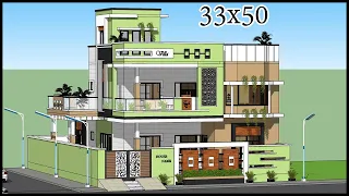 33'-0"x50'-0" East facing 3D House Design | 3BHK 3D Home Design | Gopal Architecture