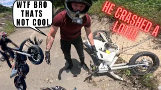 MAKING GROMIE BEAR CRASH HIS NEW MOTORCYCLE!!