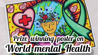 World mental health day poster drawing/very easy world mental health day poster/simple Drawing|