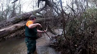 Removing a Nature Dam Unclogging a Large Drainage Ditch