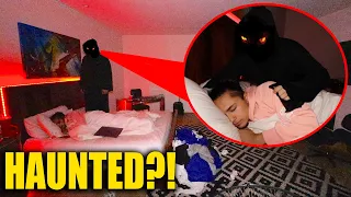 NEVER RECORD YOURSELF SLEEPING AT 3AM IN A HAUNTED HOUSE!! (CAUGHT ON CAMERA)