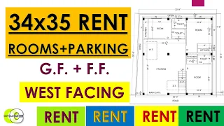 34X35 FOOT RENT PURPOSE HOUSE PLAN G+1 WITH BIG SIZE PARKING