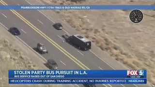 Stolen Party Bus Pursuit In LA