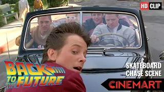 BACK TO THE FUTURE (1985) | Skateboard chase scene | Biff chases Marty