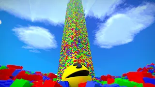 Pacman Vs World's Largest Lego Tower