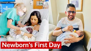 First 24 Hours With Our Newborn Baby | Healthcare System In America | Baby First Bath & Vaccinations