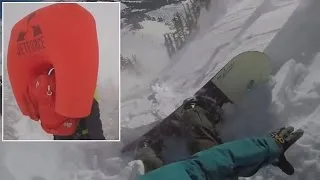 Avalanche Airbag Saves Snowboarder's Life As He's Dragged Down Mountain