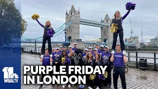 Ravens caravan rallies Londoners on Purple Friday