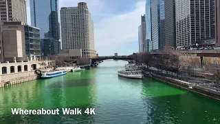 [4K] Downtown Chicago, IL US - Chicago River dyed green for St. Patrick’s day time lapse