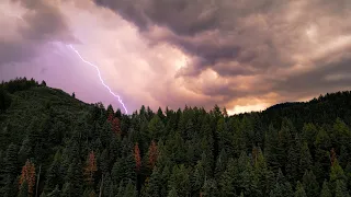 Lightning Mountains Thunderstorm 4K Drone Footage