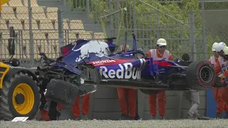 F1 2018 Spain FP3 Hartley Crashes