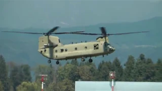 ✈ US Army CH-47F Chinook & Slovenian Armed Forces Eurocopter AS-532AL Cougar @ Brnik airport ✈