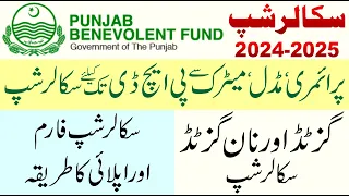 Punjab Benevolent Fund Scholarship 2024 | Punjab Govt Scholarship for Matric Inter Bachelor & Master