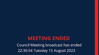 Ordinary Council Meeting 15 August 2023