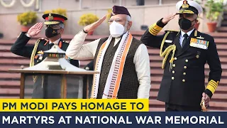 PM Modi pays homage to martyrs at National War Memorial