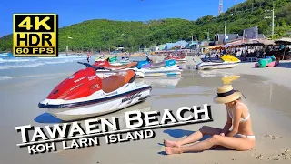 Pattaya Koh Larn Tawaen Beach Walk - beach life 4K60fps HDR Dolby Atmos 💖 Walking Tour 👀 Thailand 🇹🇭