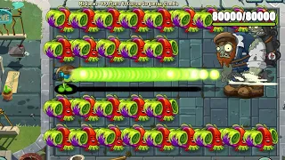 PvZ 2 Challenge - Gatling Pea & 100 Plant Max Level Vs Custom Foreman Gargantuar Zombie 80000 HP