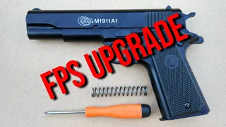 FPS Upgrade on Airsoft Colt 1911 A1 Spring Pistol  [Penetration Test and Assembly]