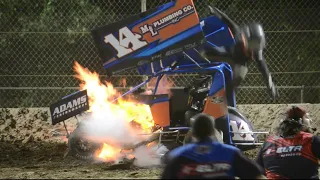 Eric Botelho crash/fire at Delta Speedway 2022