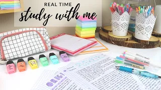 Real time study with me (with music, rain sounds, pomodoro session with break)