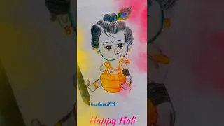 Happy holi 🙏🏻✍️Shree krishna drawing #youtubeshorts #shortvideo #shorts #holi #india