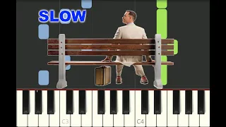 SLOW piano tutorial "FEATHER THEME" Forrest Gump main theme, 1994, with free sheet music