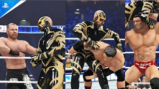 Epic Collision: Sami Zayn Teams Up with Batista to Take on Goldust & Jon Moxley in WWE 2K24