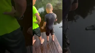 Original video Kid pushes brother into pond with gator “Update in comments” #trending #gatorattack