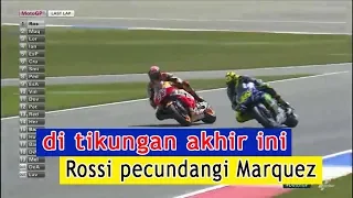 Duel Panas antara Rossi vs Marquez di lap akhir MotoGP di Belanda [#DutchGP 2015 ]