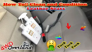 Cleaning and conditioning Leather Seats, Using Autoglym Products didnt realise how dirty they were!!