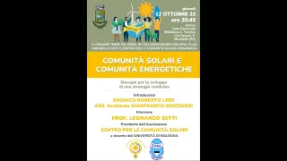 Comunità Solari e Comunità Energetiche - incontro del 12/10/2023