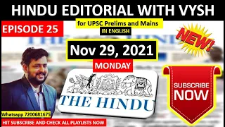 BEST Hindu Editorial in English | Hindu EDITORIAL in English | 29th November 2021 | By Vysh | HINDU