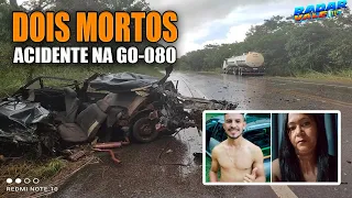 (( CARRO EM PEDAÇOS )) Dois MORTOS e um ferido em grave acidente na GO-080 em Goianésia GO