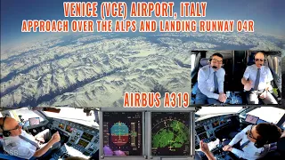 VENICE (VCE) | Stunning alps + pilots + cockpit views | Airbus A319 approach + landing runway 04R