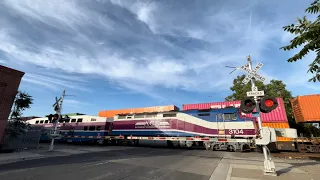 ACE 3308 #06 And UP 5344 Intermodal Stack Train North - E. Oak Street Railroad Crossing, Stockton CA