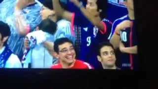 2014 FIFA World Cup Brazil fan has a funny moment during Ivory Coast v  Japan Match