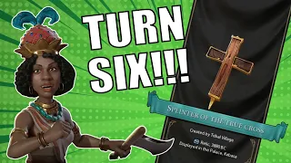 Civ 6 | EVERYONE GET IN HERE IT'S A TURN 6 RELIC GOD START! (#1 Deity Nzinga Kongo Civilization VI)