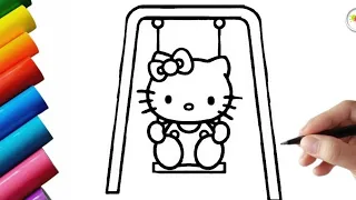 Hellokitty drawing🐱🐈🌈❤️💛❤️step-by-step hellokittydrawing| colouring| easydrawing|kidart|howto draw