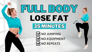 🔥35 Min Full Body Fat Burn HIIT (NO JUMPING)🔥Ab, Core, Arm, Back, Leg, Thigh & Cardio🔥ALL STANDING🔥