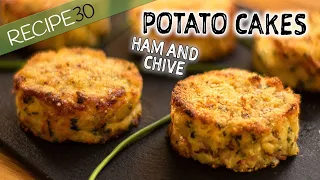 Attention potato lovers! Try these Mashed Potato Cakes with ham and chives, oven baked!