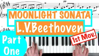 How to play MOONLIGHT SONATA 1st Movement - Ludwig van Beethoven (PART 1) Piano Tutorial